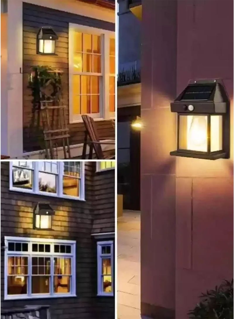 Solar Tungsten Wall Sconce – Outdoor Waterproof Motion Sensor Light with Warm Yellow Glow (Black) - Image 5
