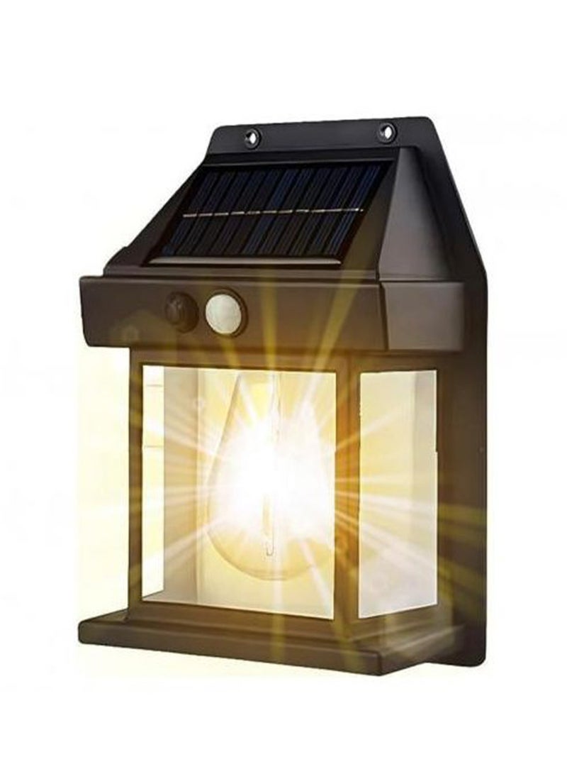 Solar Tungsten Wall Sconce – Outdoor Waterproof Motion Sensor Light with Warm Yellow Glow (Black) - Image 1