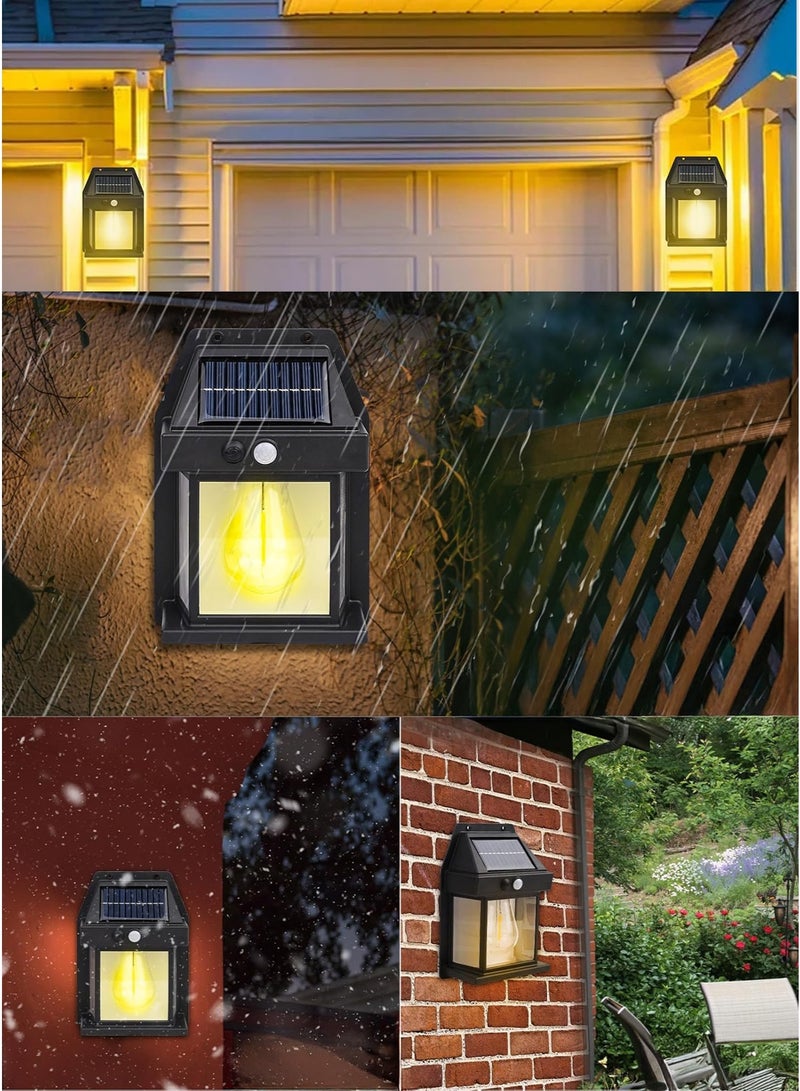 Solar Tungsten Wall Sconce – Outdoor Waterproof Motion Sensor Light with Warm Yellow Glow (Black) - Image 3
