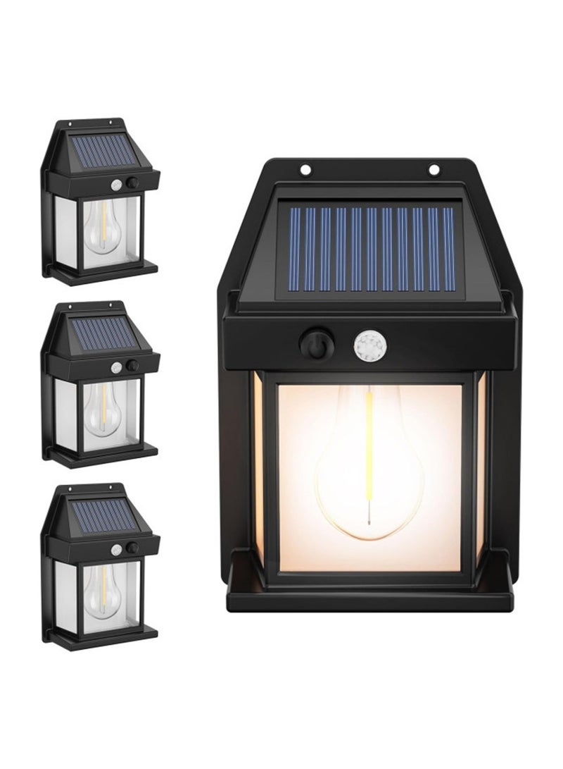 Solar Tungsten Wall Sconce – Outdoor Waterproof Motion Sensor Light with Warm Yellow Glow (Black) - Image 2