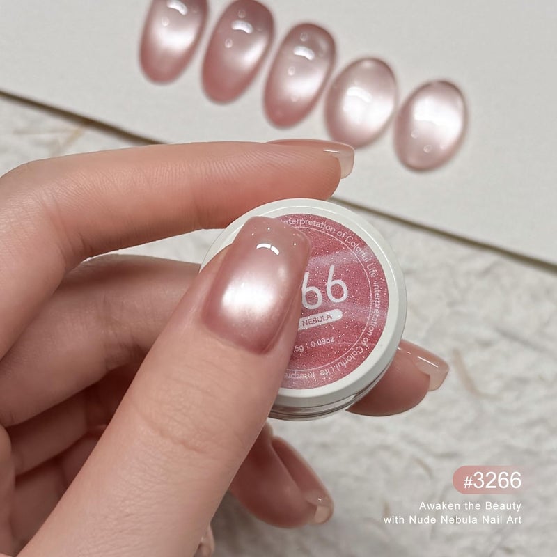 GAOY Sheer Nude Cat Eye Gel Nail Polish Set with Magnet, 6 Colors Jelly Pink Purple Gold Holographic Gel Polish, for Salon Manicure & Nail Art DIY at Home, Nude Nebula - Image 3