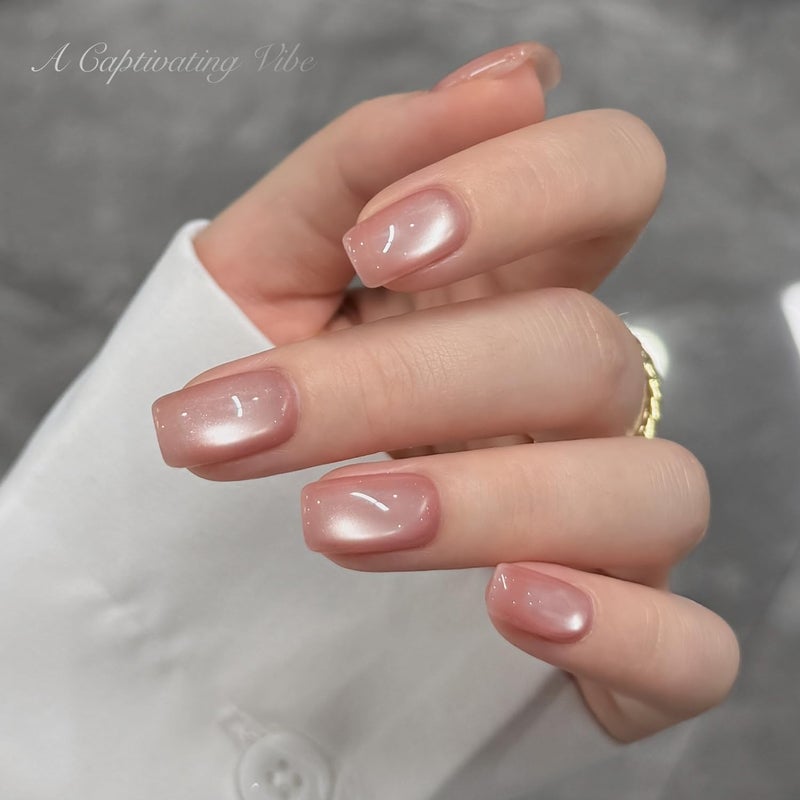GAOY Sheer Nude Cat Eye Gel Nail Polish Set with Magnet, 6 Colors Jelly Pink Purple Gold Holographic Gel Polish, for Salon Manicure & Nail Art DIY at Home, Nude Nebula - Image 4