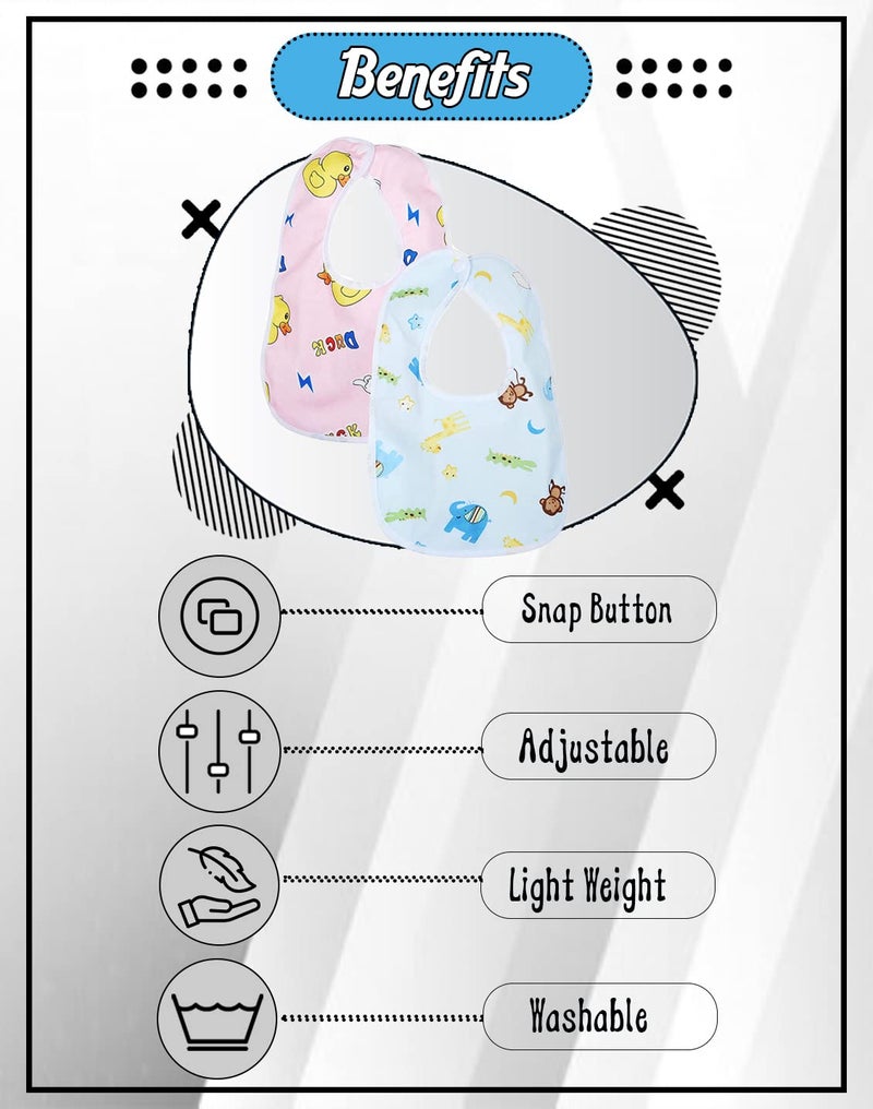 BTfash Babies Soft Button Bib for Feeding | Waterproof Bib for New Born | Washable Feeding Aprons for Infants & Toddlers | Reusable, Comfortable & Ideal for Mealtime | Gentle on Skin (Assorted_PO2) - Image 4