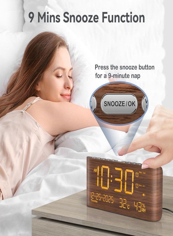 Mesqool Digital Alarm Clock with Dual Alarms, Temperature & Humidity Display, USB & Type-C Charging, 5-Level Brightness for Bedroom & Office - Image 5