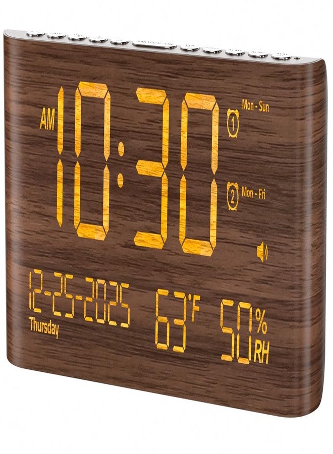Mesqool Digital Alarm Clock with Dual Alarms, Temperature & Humidity Display, USB & Type-C Charging, 5-Level Brightness for Bedroom & Office - Image 1