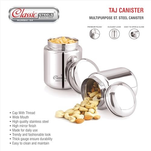 Classic Steels Stainless Steel Canister - Elegant Circular Design for Tea, Coffee, and Spices | Leak Proof | Airtight Kitchen Storage Container 1000ML - Image 4