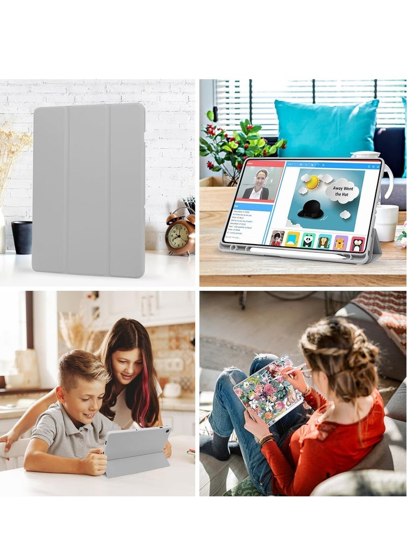 JAJEEK Case for Samsung Galaxy Tab A9 Plus Tablet Case with Pencil Holder, Slim Smart Protective Case with Soft TPU Back, Auto Sleep/Wake Cover Silver Gray - Image 5