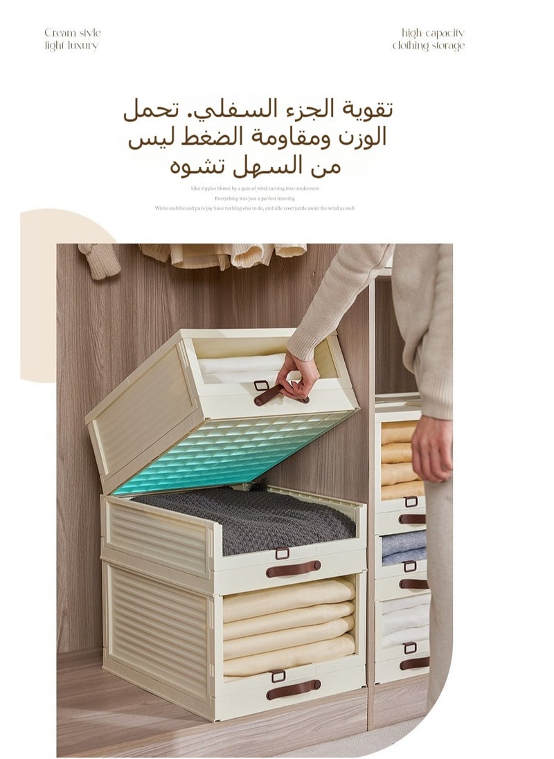 شو وو 3 قطع من صناديق تخزين بلاستيكية قابلة للطي وقابلة للتكديس من نوع درج خزانة الملابس ورف خزانة الملابس وصندوق تخزين الملابس مع مجموعة أغطية لخزانة الملابس وغرفة النوم والحمامات  - Image 5