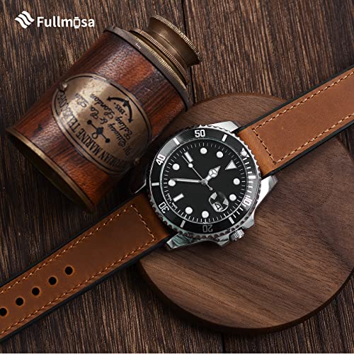 Fullmosa 20mm 22mm Quick Release Watch Band Breathable Leather Silicone Strap for Garmin Vivoactive 4/5 Venu 2/3/Sq for Women Men Brown+Black buckle 20mm - Image 2