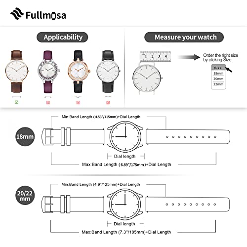 Fullmosa 20mm 22mm Quick Release Watch Band Breathable Leather Silicone Strap for Garmin Vivoactive 4/5 Venu 2/3/Sq for Women Men Brown+Black buckle 20mm - Image 3
