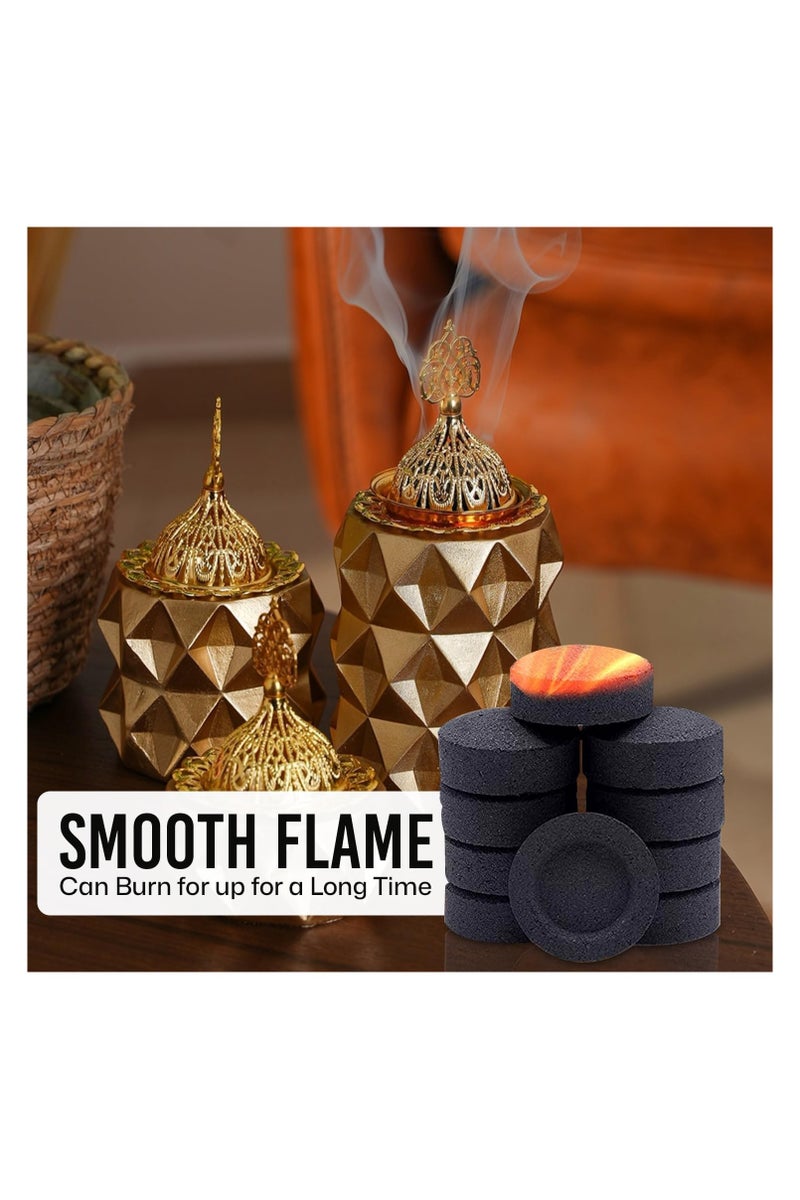 MOMENT 100 Pieces Long Lasting charcoal, Bakhoor Coal Shola Charcoal Musk, Lighting Charcoal Briquettes for Hukkah Sheesha BBQ Grill Preparation Long Lasting for Bakhoor and Incense Burning Black - Image 2
