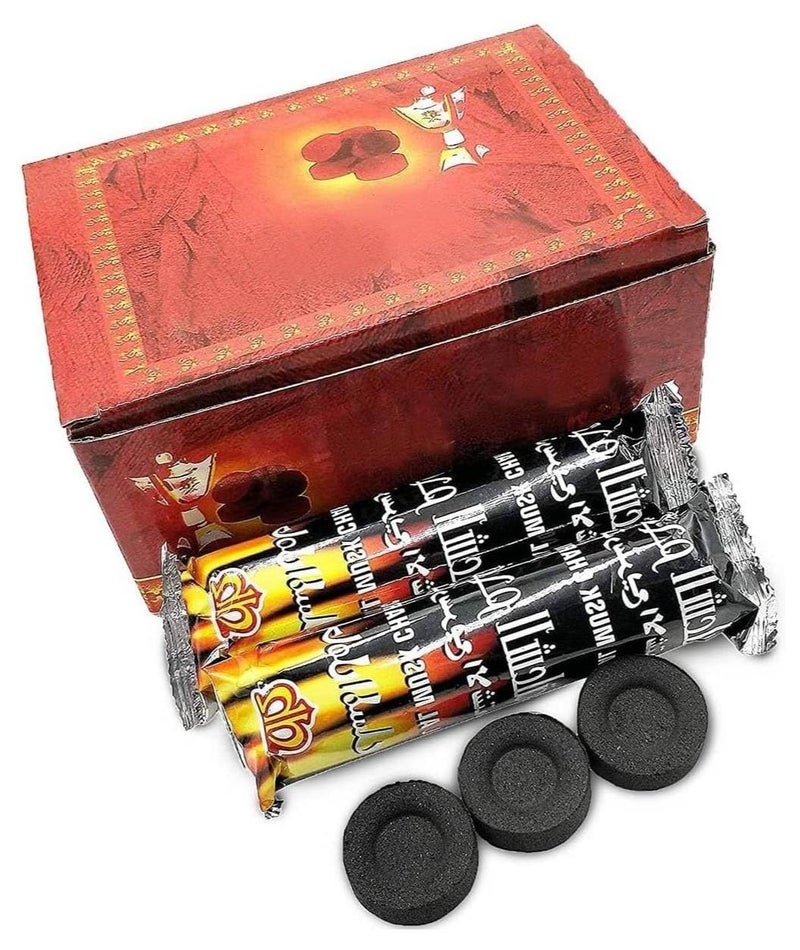 MOMENT 100 Pieces Long Lasting charcoal, Bakhoor Coal Shola Charcoal Musk, Lighting Charcoal Briquettes for Hukkah Sheesha BBQ Grill Preparation Long Lasting for Bakhoor and Incense Burning Black - Image 1
