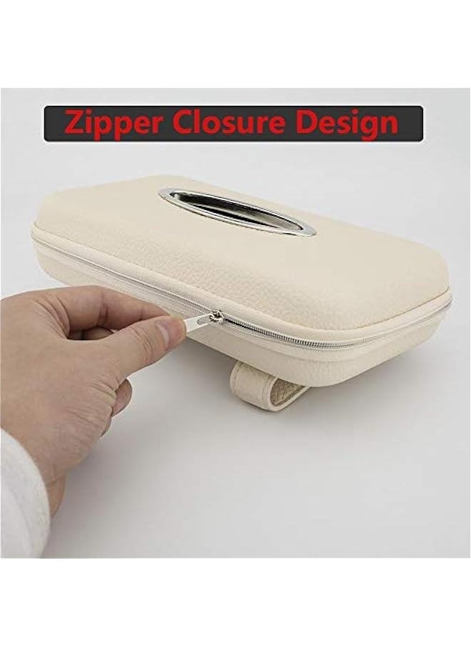 Generic Car Tissue Holder, Sun Visor Napkin Holder, Car Visor Tissue Holder, PU Leather Backseat Tissue Case Holder for Car,Vehicle (Beige (2Pack))  - Image 5