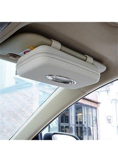 Generic Car Tissue Holder, Sun Visor Napkin Holder, Car Visor Tissue Holder, PU Leather Backseat Tissue Case Holder for Car,Vehicle (Beige (2Pack))  - Image 1