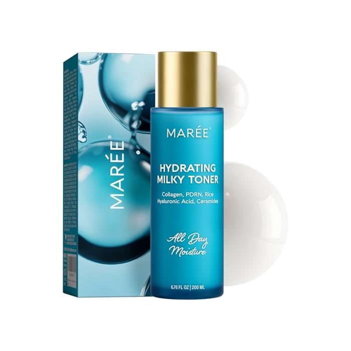 MAREE Hydrating Milky Toner for Face - Rice Toner with Niacinamide & Collagen - Skin Barrier Repair Hydrating Toners for Face - Milk Toners Essence - PDRN, Hyaluronic Acid, Facial Milky Cleanser