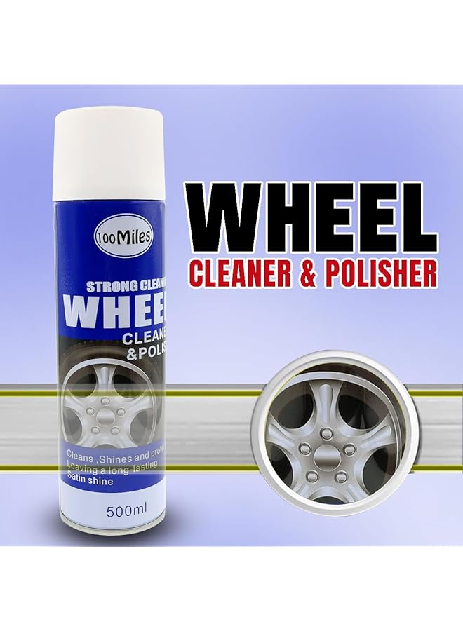 Generic 100 Miles Car Wheel Cleaner And Polish - 500Ml, Strong Satin Shine, Wheel Cleaning Solution For Enhanced Protection And Brilliance  - Image 2