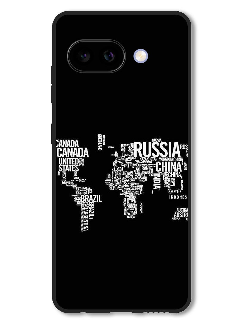 Theodor Case Compatible with Google Pixel 9A Protection Shockproof Bumper Cover Written World Map - Image 1