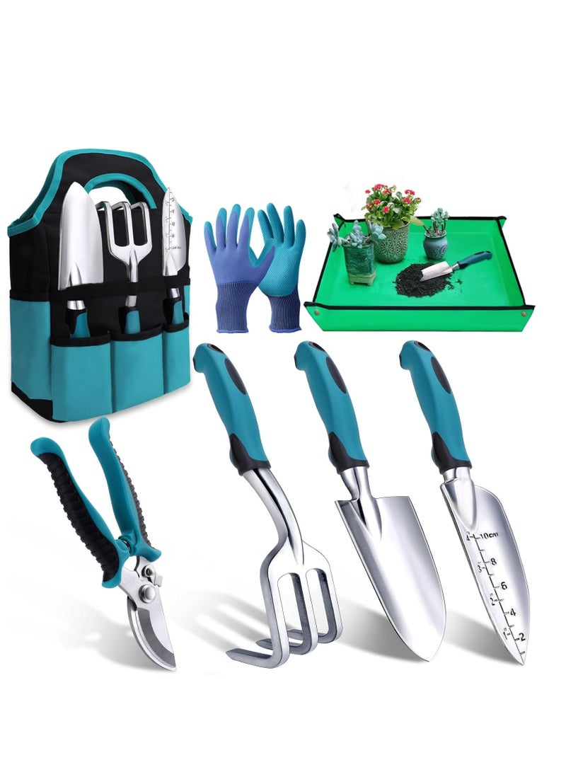 Generic Garden Tools Set, 7 Pieces Gardening Hand Tools, Rust-Proof Gardening Tool with Durable Storage Tote, Ergonomic Anti-slip Handle, Ideal Gardening Gifts for Women & Men - Image 1