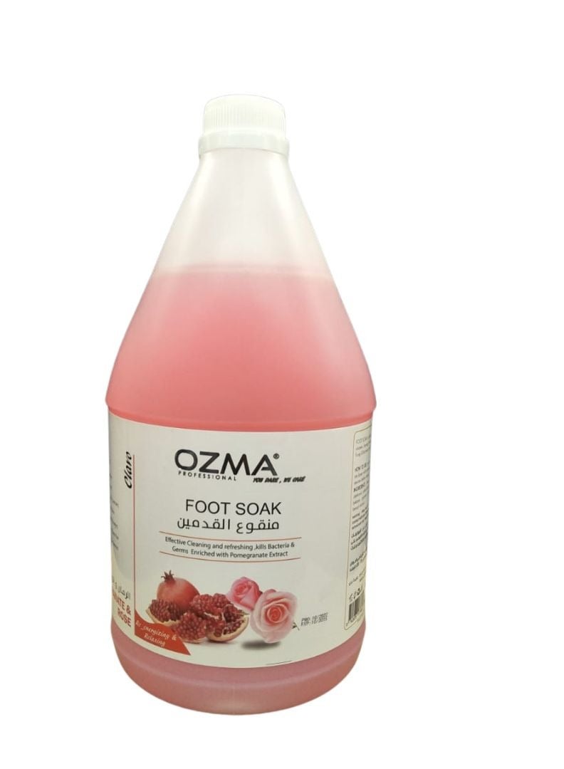 Ozma Professional أوزما كلافو لنقع القدمين بخلاصة الرمان والورد يزيل الجلد الميت، جل سائل 3.78 ل - Image 1