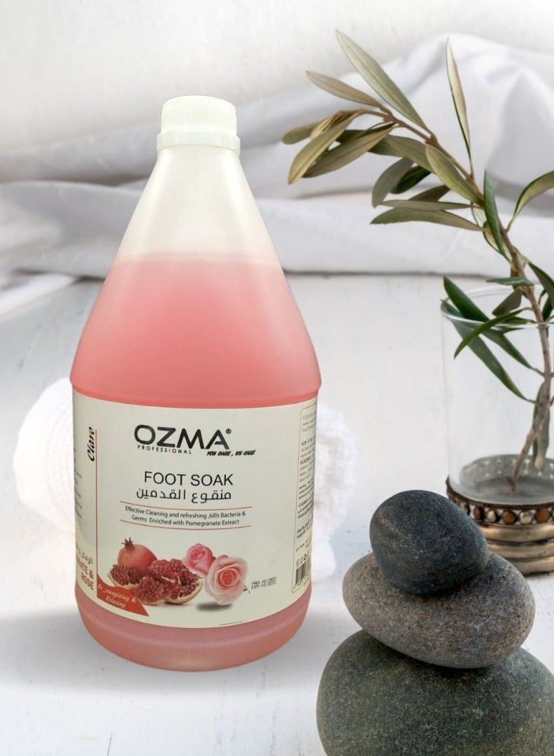 Ozma Professional أوزما كلافو لنقع القدمين بخلاصة الرمان والورد يزيل الجلد الميت، جل سائل 3.78 ل - Image 2