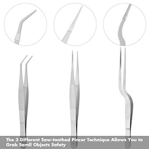 Cridoz 6 Pcs Stainless Steel Kitchen Cooking Tweezers Precision Tongs Drawing Spoons Offset Spatula for Food Culinary Plating Decorating - Image 3