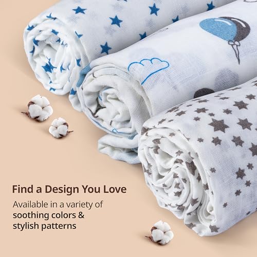 Luv Lap 100% Cotton Muslin Baby Swaddles - Stars Print 0+ Month - Image 4