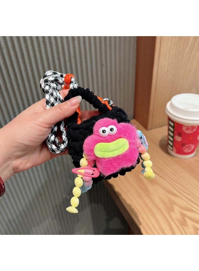 Knitted Earphone Bag Cartoon Cute Female Applicable Airpods1/2pro Protective Case Earphone Bag Crossbody Coin Purse 