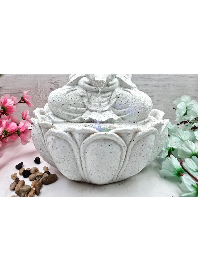 Expleasia, Exuberant & Luxury Decor Expleasia Exuberant Luxury Decor Mini Lotus Buddha Water Fountain for Table Decor Living Room Decor Gift Items Home Office Decor Item Buddha Water Fountain White Mini Lotus Buddha White  - Image 3