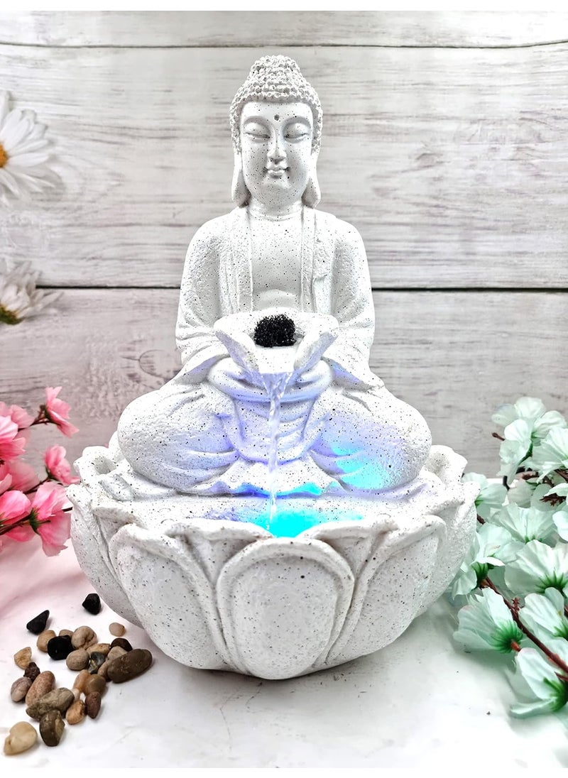 Expleasia, Exuberant & Luxury Decor Expleasia Exuberant Luxury Decor Mini Lotus Buddha Water Fountain for Table Decor Living Room Decor Gift Items Home Office Decor Item Buddha Water Fountain White Mini Lotus Buddha White  - Image 1