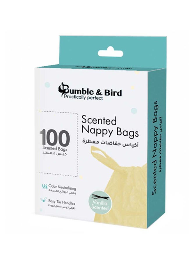 Bumble & Bird حقيبة حفاضات معطرة للاستعمال مرة واحدة وقابلة للتحلل برائحة الفانيليا، عبوة من 100 قطعة  - Image 1