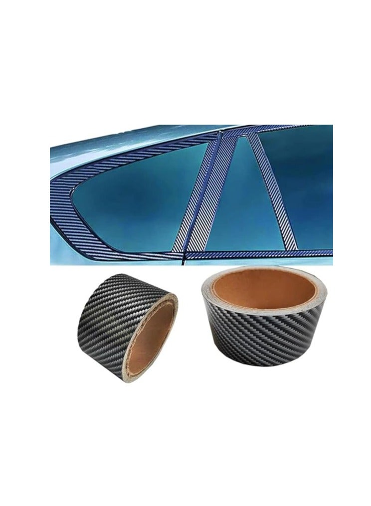 High Gloss Carbon Fiber Vinyl Decal Sticker for Cars Trucks (Silver Black, Glossy - 5m Long, 5 cm Wide) - Image 2