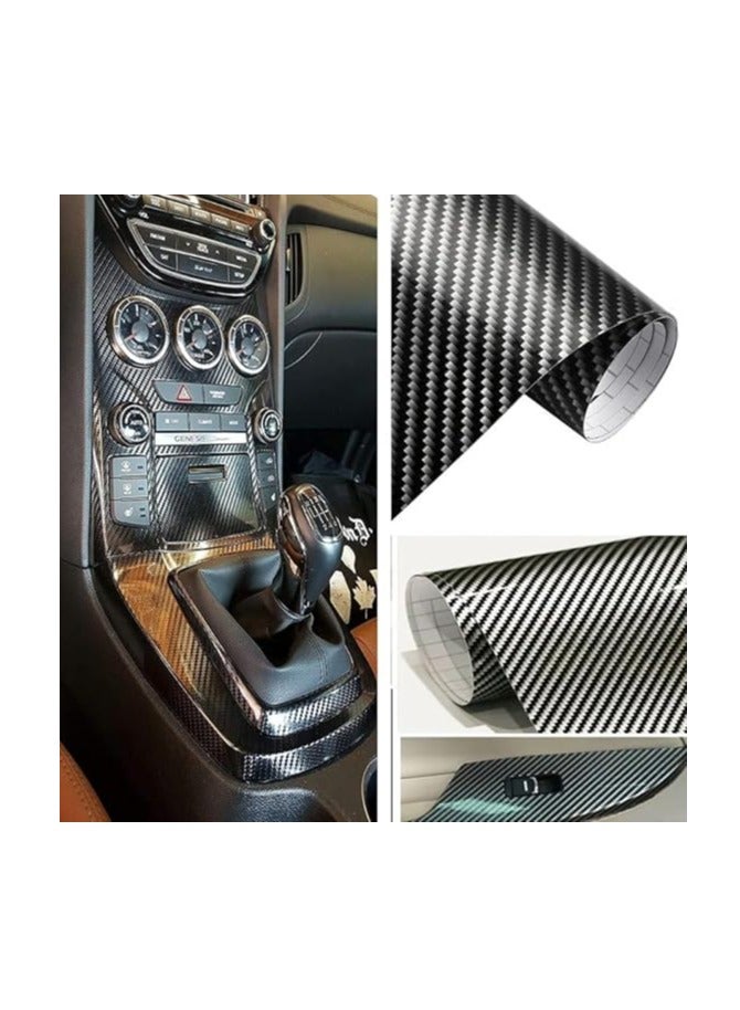 High Gloss Carbon Fiber Vinyl Decal Sticker for Cars Trucks (Silver Black, Glossy - 5m Long, 5 cm Wide) - Image 3