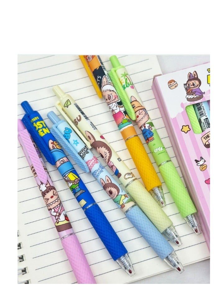 6 قطع من أقلام الجل، قلم حبر جاف برأس كروي 0.5 مم، خط يد ناعم لطيف، أدوات مكتبية، قلم حبر، لوازم مدرسية - Image 3