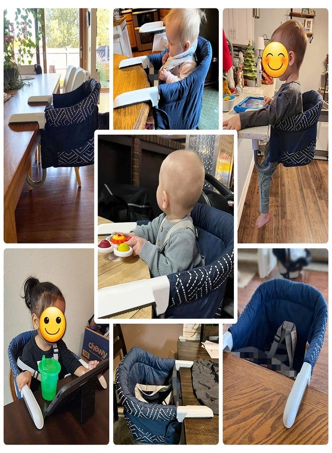 MTWML Portable High Chair for Table,Hook On High Chair That Attaches to Table,Space Saver Clip On Counter Seat for Baby,Easy Clean Baby Feeding Clamp Seat with Carry Bag for Travel(Stripe-Black) - Image 2