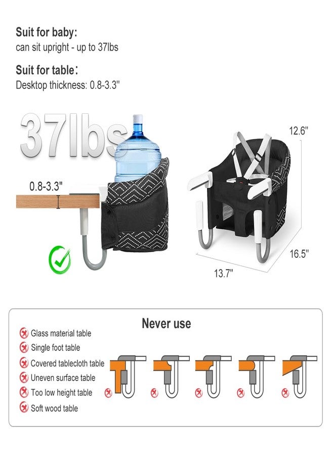 MTWML Portable High Chair for Table,Hook On High Chair That Attaches to Table,Space Saver Clip On Counter Seat for Baby,Easy Clean Baby Feeding Clamp Seat with Carry Bag for Travel(Stripe-Black) - Image 5