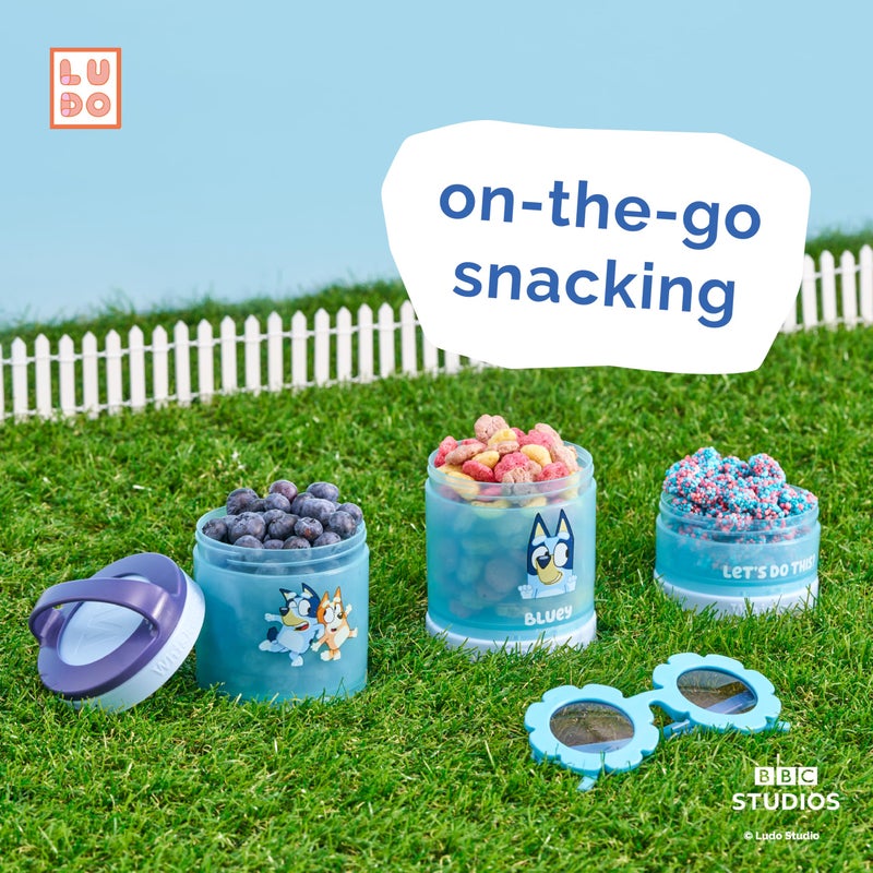 Whiskware Bluey Stackable Snack Containers for Babies, Toddlers, and Kids, 3 Stackable Snack Cups for School and Travel, Cupholder Friendly, Bluey and Bingo! Let’s Do This! - Image 4