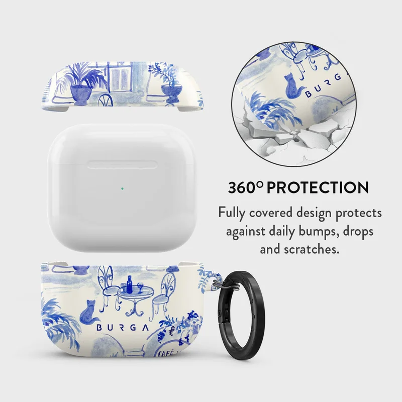 بورجا جراب حماية أنيق من بورجا لسماعات آبل إيربودز  مع إمكانية رؤية الشحن ومقاوم للخدش والصدمات