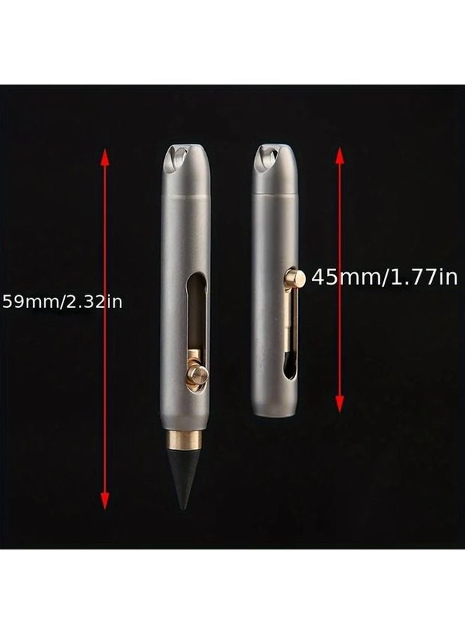 Titanium Mini Everlasting Pen No Sharpen Erasable Woodworking Pencil with Keychain Clip Portable Pocket Sized Emergency Writing Tool - Image 3