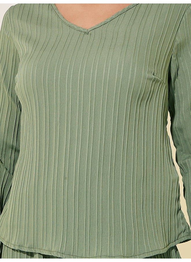 Take Two Take Two Textured V Neck Long Sleeve Top and Pants Co-Ords  - Image 4