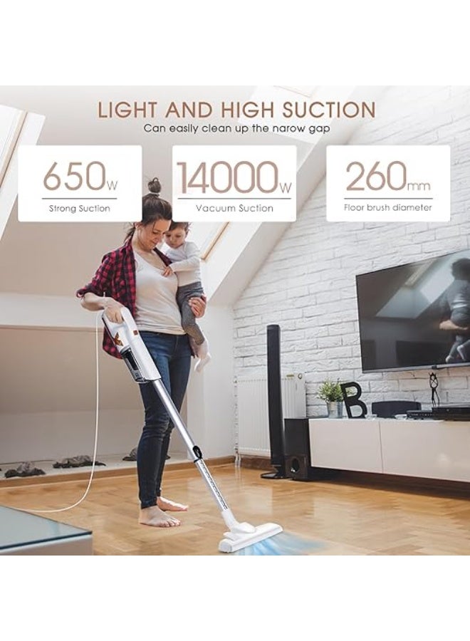 Xoopla Vacuum Cleaner, 5M Corded Stick Vacuum Cleaner, 650W 18KPa Suction with Multifunction Lightweight Handheld Stick Cleaner for Hard Floor/Carpet/Pet Hair (SV1300) - Image 3