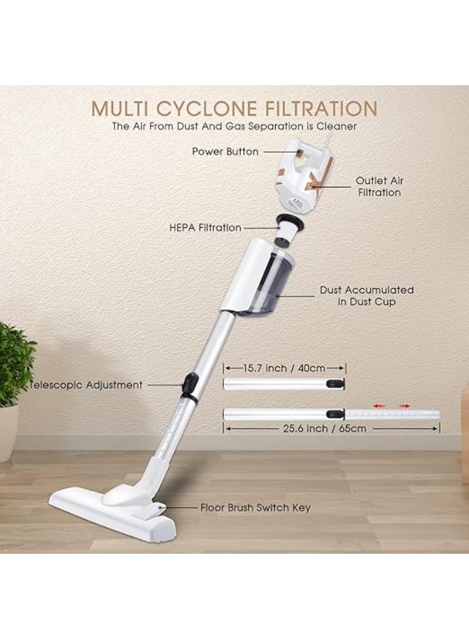 Xoopla Vacuum Cleaner, 5M Corded Stick Vacuum Cleaner, 650W 18KPa Suction with Multifunction Lightweight Handheld Stick Cleaner for Hard Floor/Carpet/Pet Hair (SV1300) - Image 4