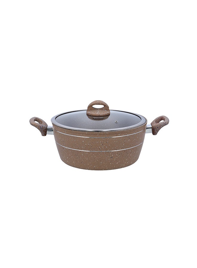 Royalford Granite Smart Casserole With Glass Lid Brown 26cmcm - Image 1