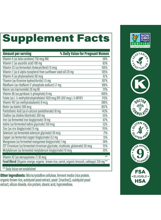 MegaFood Baby & Me 2 Prenatal Vitamin and Minerals - Vitamins for Women - with Folate (Folic Acid Natural Form), Choline, Iron, Iodine, and Vitamin C, Vitamin D and more - 120 Tabs (60 Servings) - Image 3