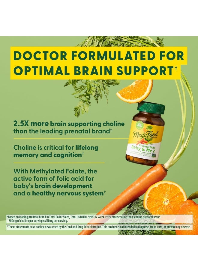 MegaFood Baby & Me 2 Prenatal Vitamin and Minerals - Vitamins for Women - with Folate (Folic Acid Natural Form), Choline, Iron, Iodine, and Vitamin C, Vitamin D and more - 120 Tabs (60 Servings) - Image 5