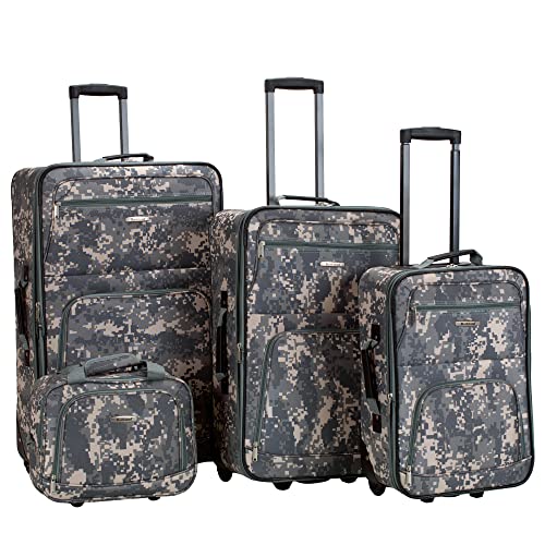 Rockland Fashion Softside 4 Piece Luggage Set, Expandable, (14" Tote/19"/24"/28"), Acu Camo - Image 1
