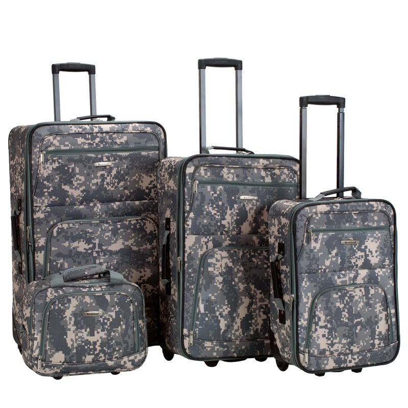 Rockland Fashion Softside 4 Piece Luggage Set, Expandable, (14" Tote/19"/24"/28"), Acu Camo - Image 3