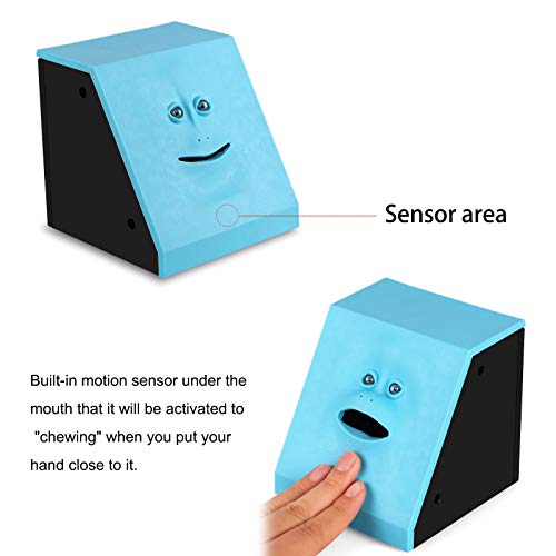 Youngine Novelty Face Bank Coin Eating Savings Bank Money Saving Collection Piggy Bank (Blue) - Image 5
