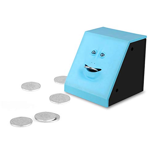 Youngine Novelty Face Bank Coin Eating Savings Bank Money Saving Collection Piggy Bank (Blue) - Image 2
