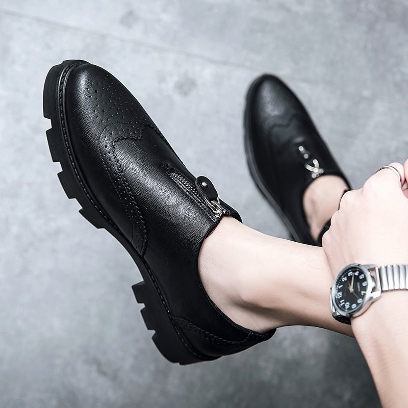 Heightened Leather Shoes Men'S Thick-Soled High-End Business Dress Men'S Shoes Wedding Shine Casual Shoes Soft Leather Soft-Soled Trendy Shoes - Image 3