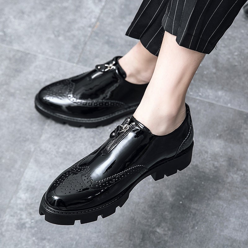 Heightened Leather Shoes Men'S Thick-Soled High-End Business Dress Men'S Shoes Wedding Shine Casual Shoes Soft Leather Soft-Soled Trendy Shoes - Image 2